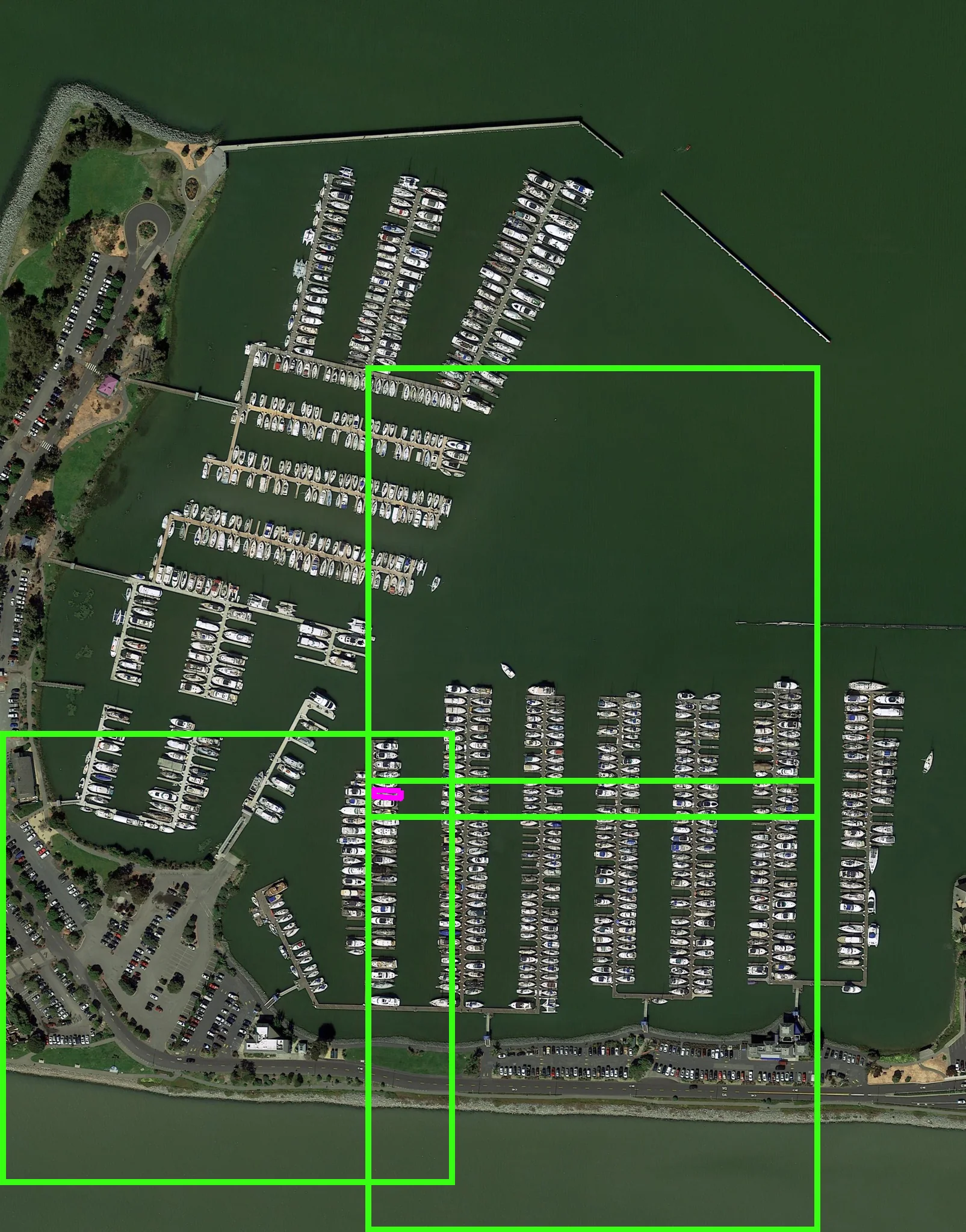 Recovered parent-space annotations with contributing tile boundaries